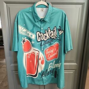 50's  Style Bowling  Shirt , Cocktail Theme ,Short Sleeve Button Down